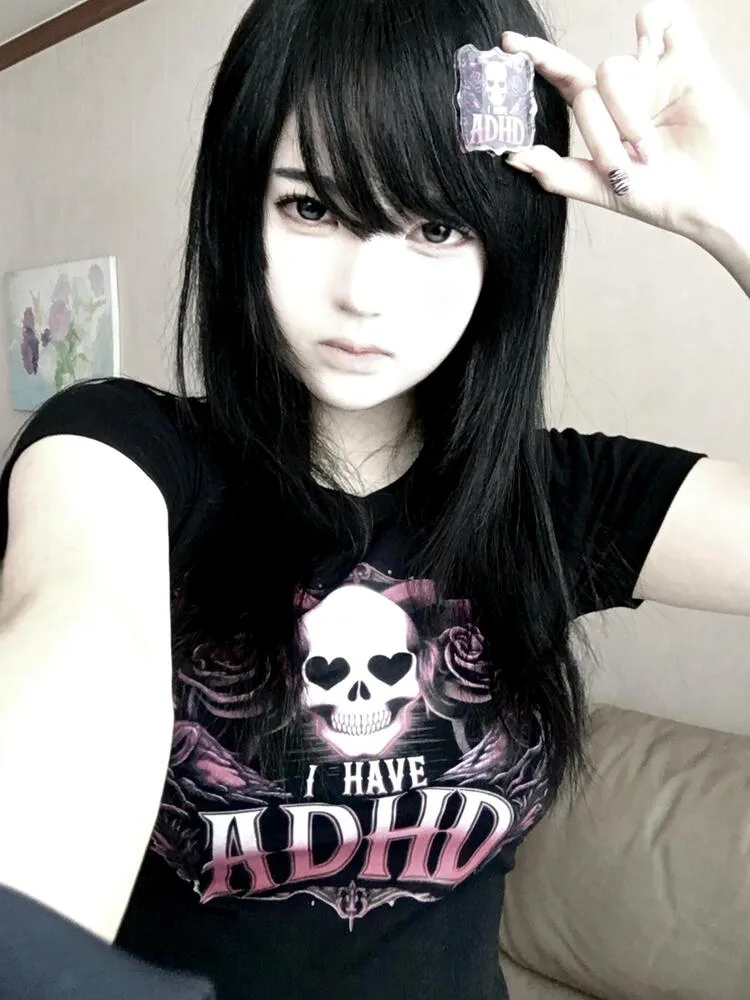 I Have ADHD Crop T-shirt (Black) · 6