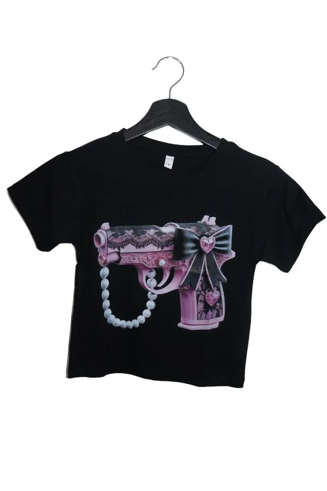 MADROSE Deco Gun Crop T-shirt (Black) · 6