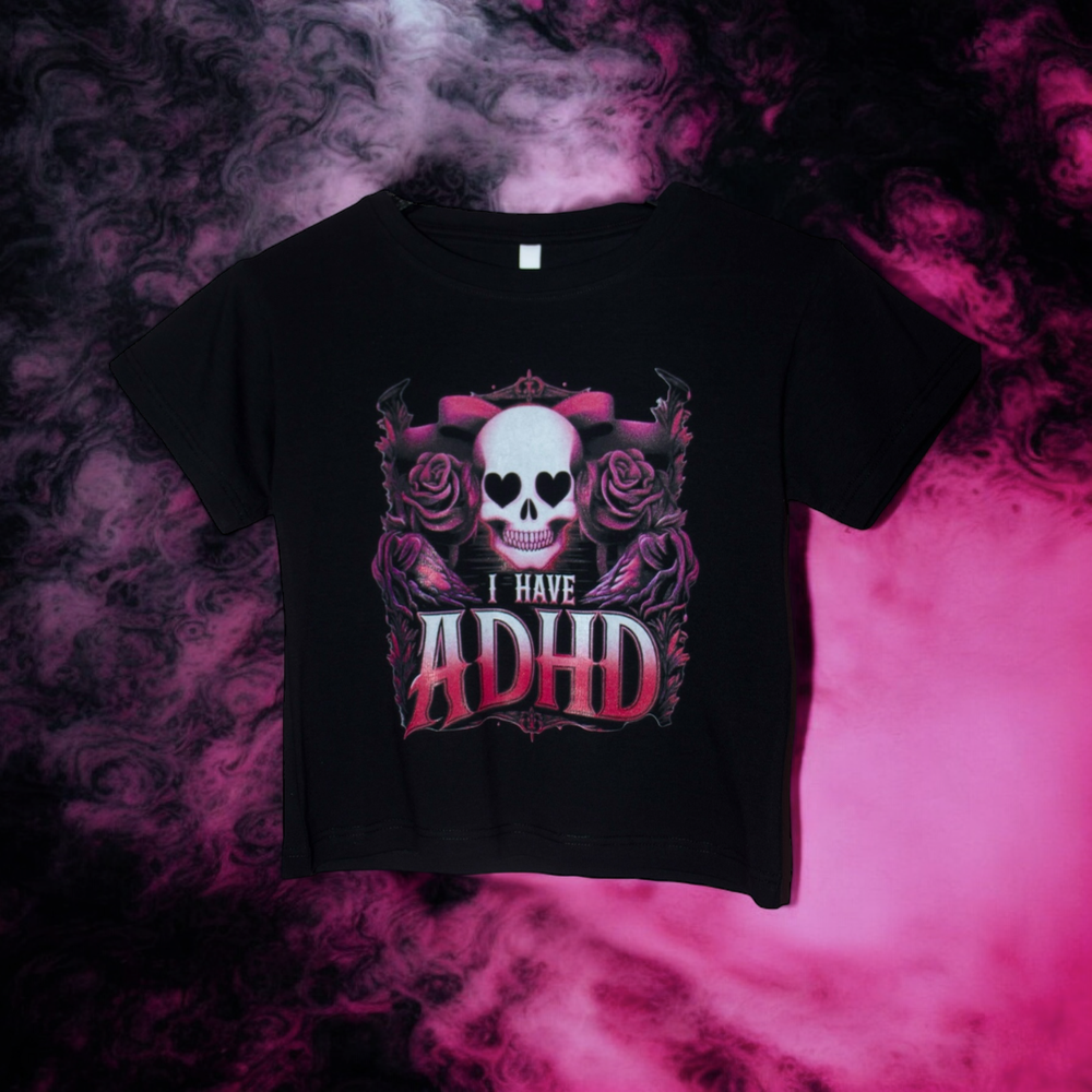 I Have ADHD Crop T-shirt (Black)
