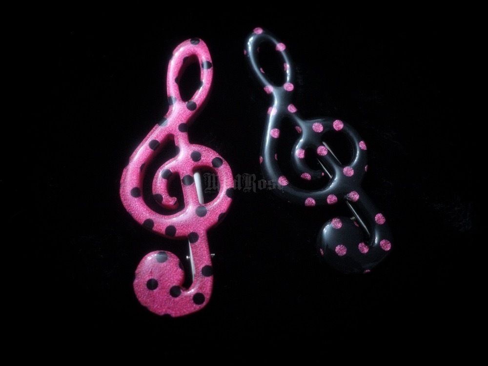 Black & Hot Pink Treble Clef Hair Pin Set