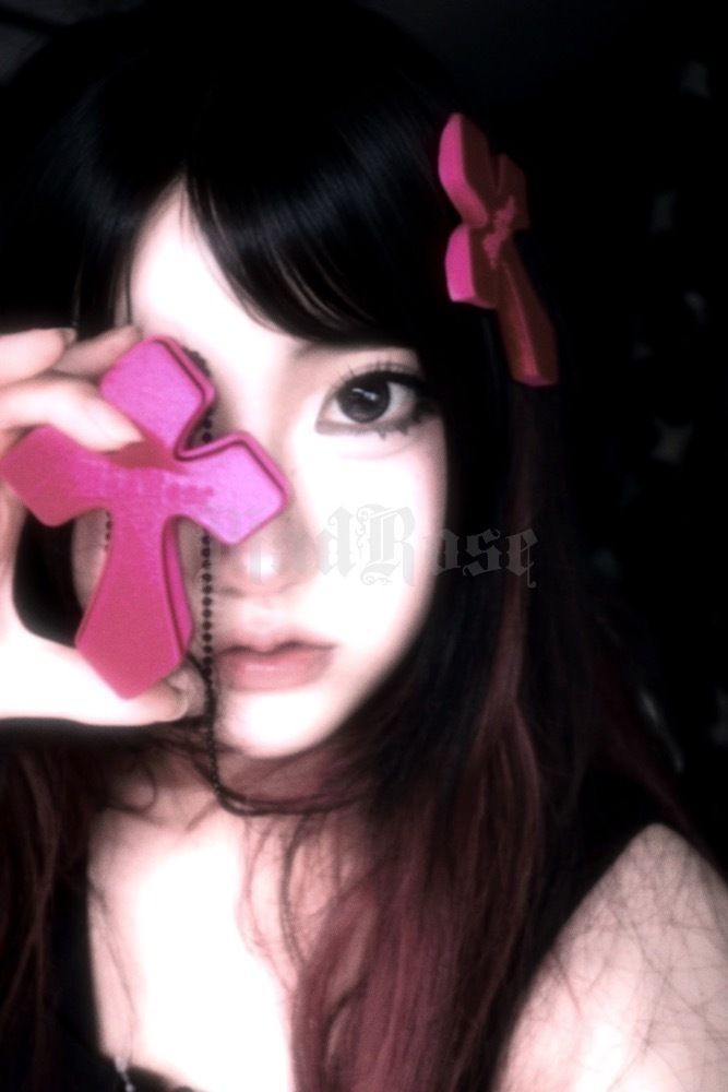 Hot Pink Cross Clicker Necklace & Hair Clip Set