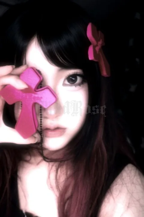 Hot Pink Cross Clicker Necklace & Hair Clip Set