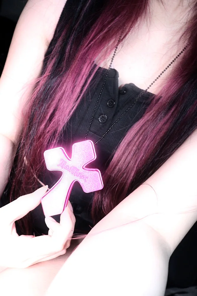 Hot Pink Cross Clicker Necklace & Hair Clip Set · 6