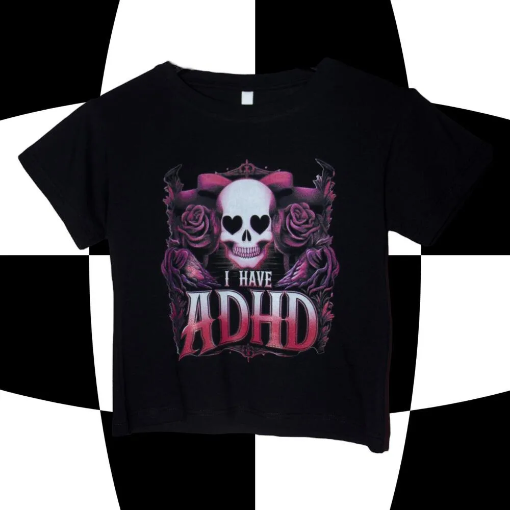 I Have ADHD Crop T-shirt (Black) · 4
